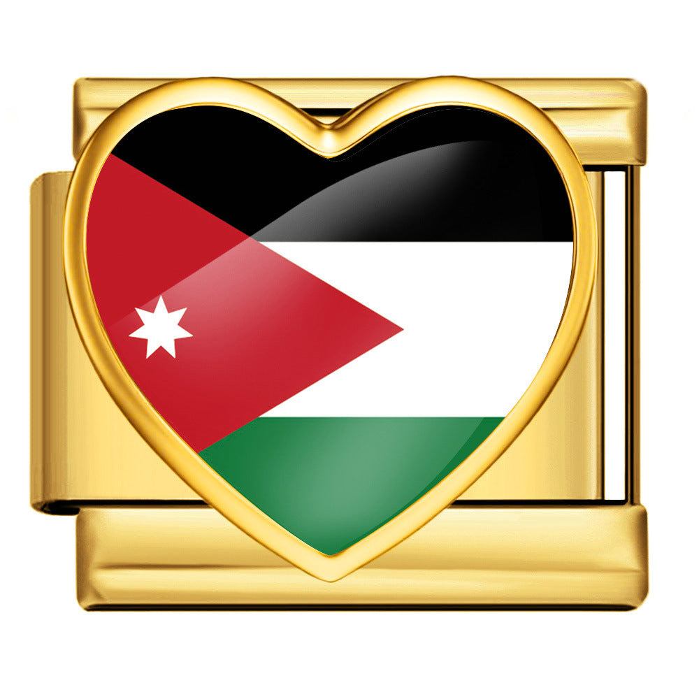 Wholesale Gold Plated Stainless Steel DIY Modular Bracelet With Heart Italy Flag Design Party Jewelry Accessory For Women