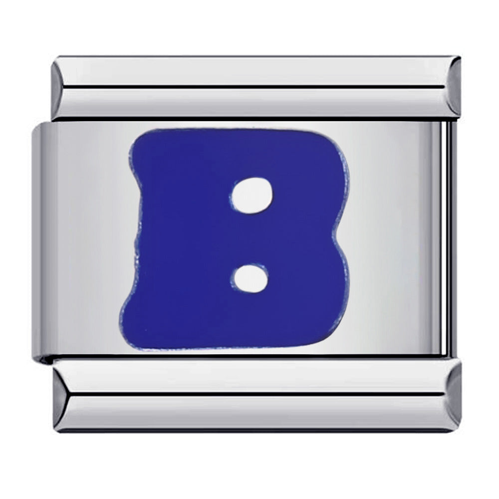 Wholesale Italian Charm Bracelet 9mm DIY Splicing Removable Blue English Letters Stainless Steel Composable Bracelet