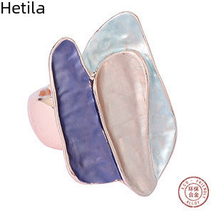 Wholesale  Enamel Color Geometric Elastic Adjustable Ring