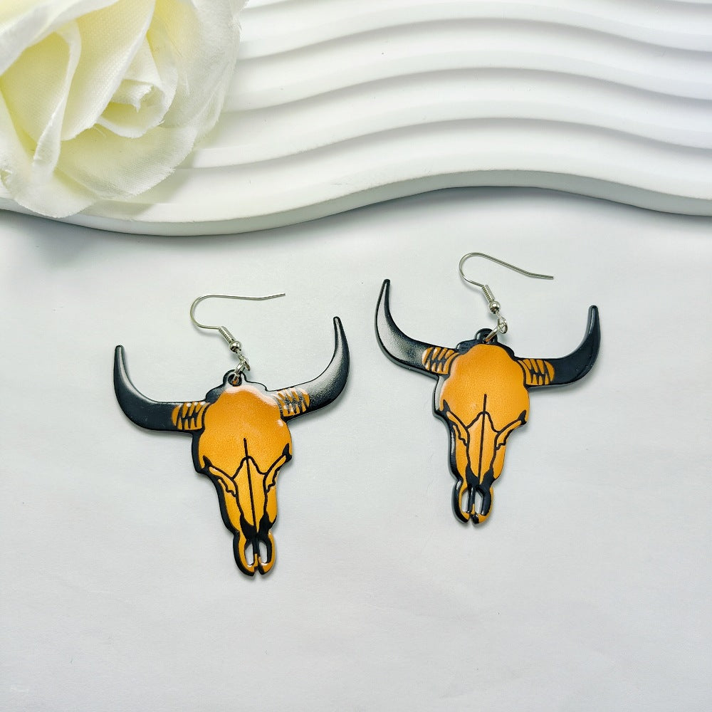 Wholesale Western Cowboy Style Earrings Retro Ethnic Style Acrylic Sheet Earrings ACC-ES-Qiyu018