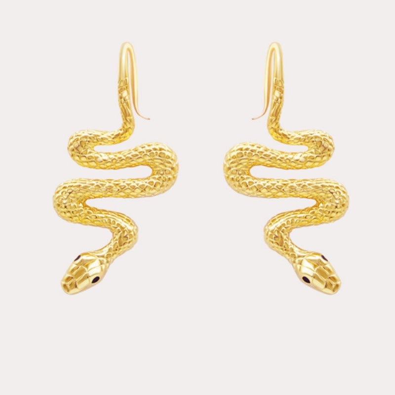 Wholesale  spiral green-eyed snake-shaped earrings
