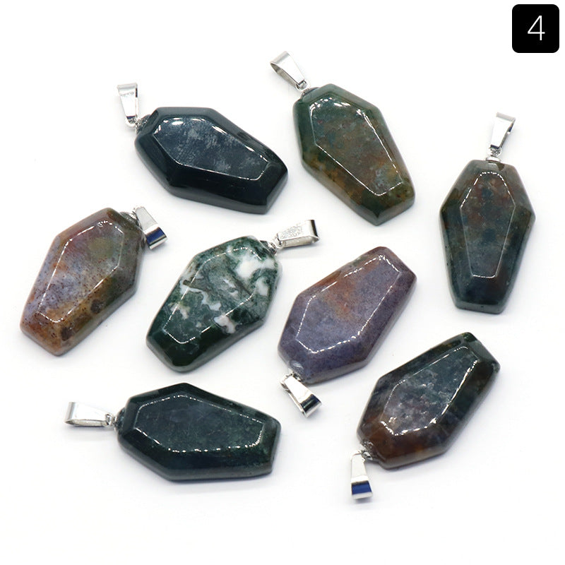 Wholesale Mini Coffin Board Natural Crystal Stone Coffin Board Necklace Pendant ACC-PT-KeSuo004
