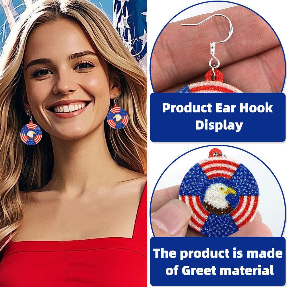 Wholesale Independence Day Earrings  Flag Pentagram Pendant Earrings