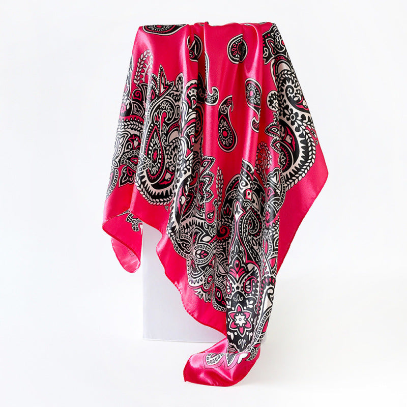 Wholesale Cashew Flower Silk Scarf 90cm Turban Silk Scarf