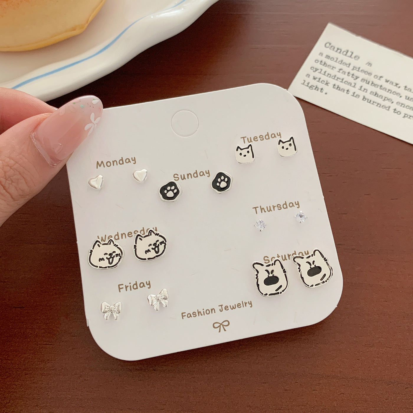 Wholesale Cartoon Cute Small Earrings Set Combination Silver Simple Compact  Earrings