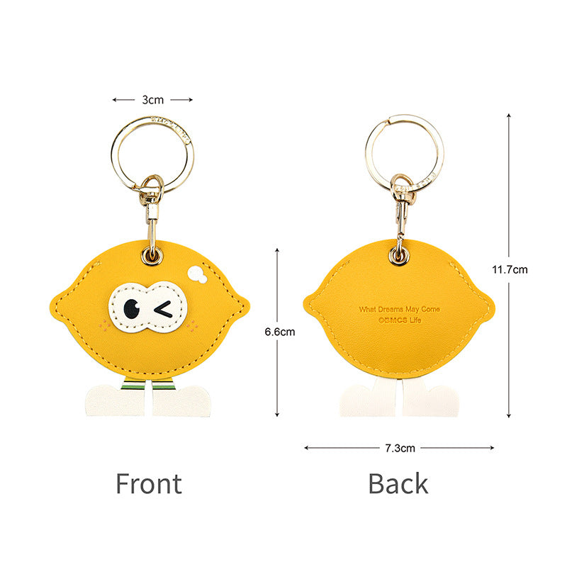 Wholesale Fruit Print Drop Shaped PU Leather Card Holder Keychain Cute Bag Charm Boutique Resale Gift
