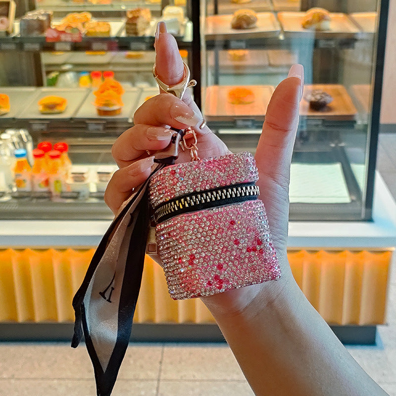 Wholesale Mini Rhinestone Earphone Bag, Zero Wallet, Light Luxury Style Keychain ACC-KC-JY001