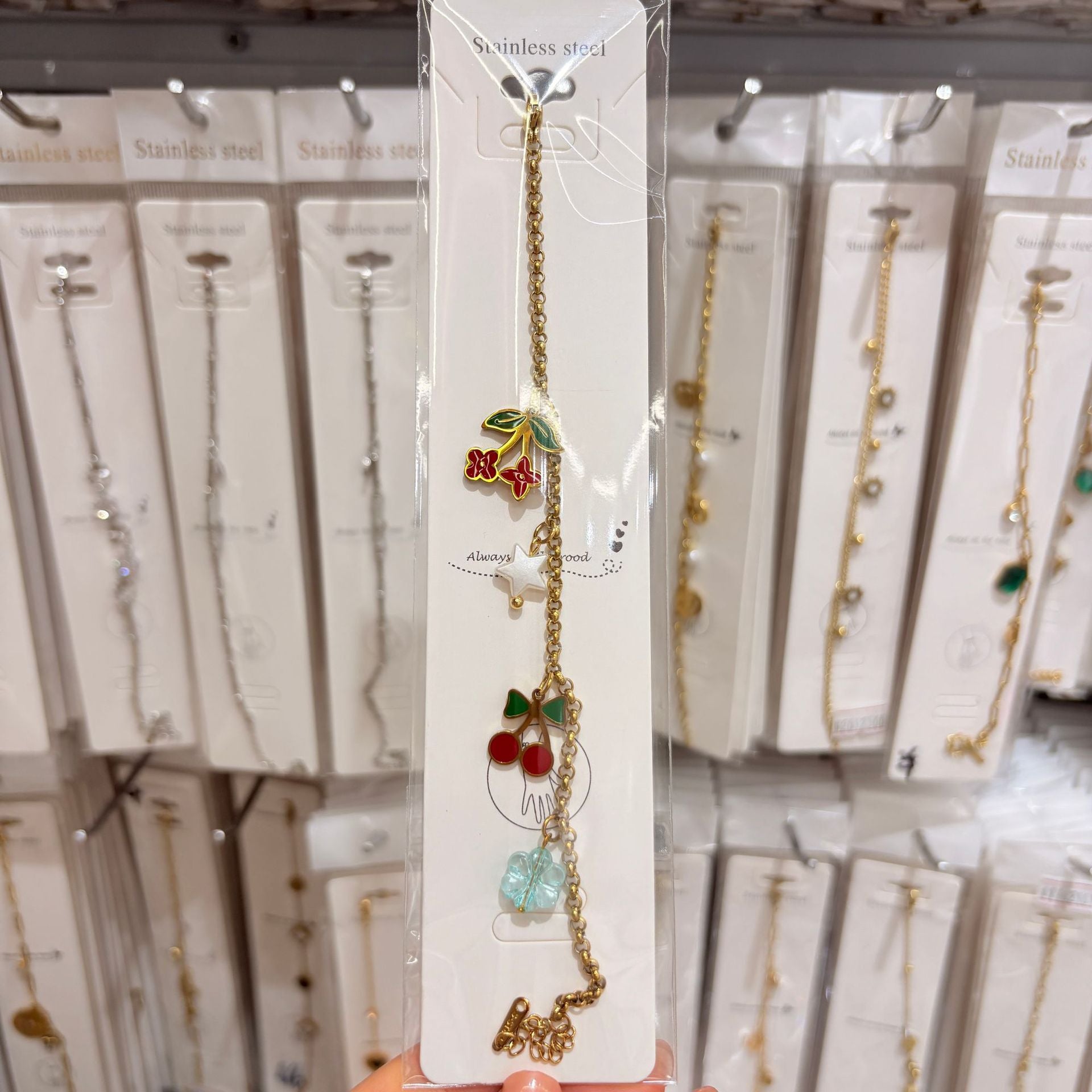 Wholesale Fashion Double Layer Titanium Steel Fruit Bracelet Gold-Plated Chic Gift