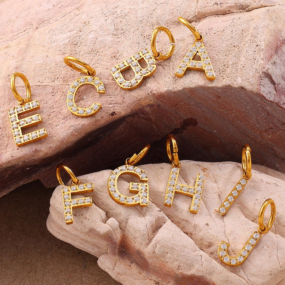 Wholesale Diamond-Encrusted 26 English Letter Charms for Jewelry