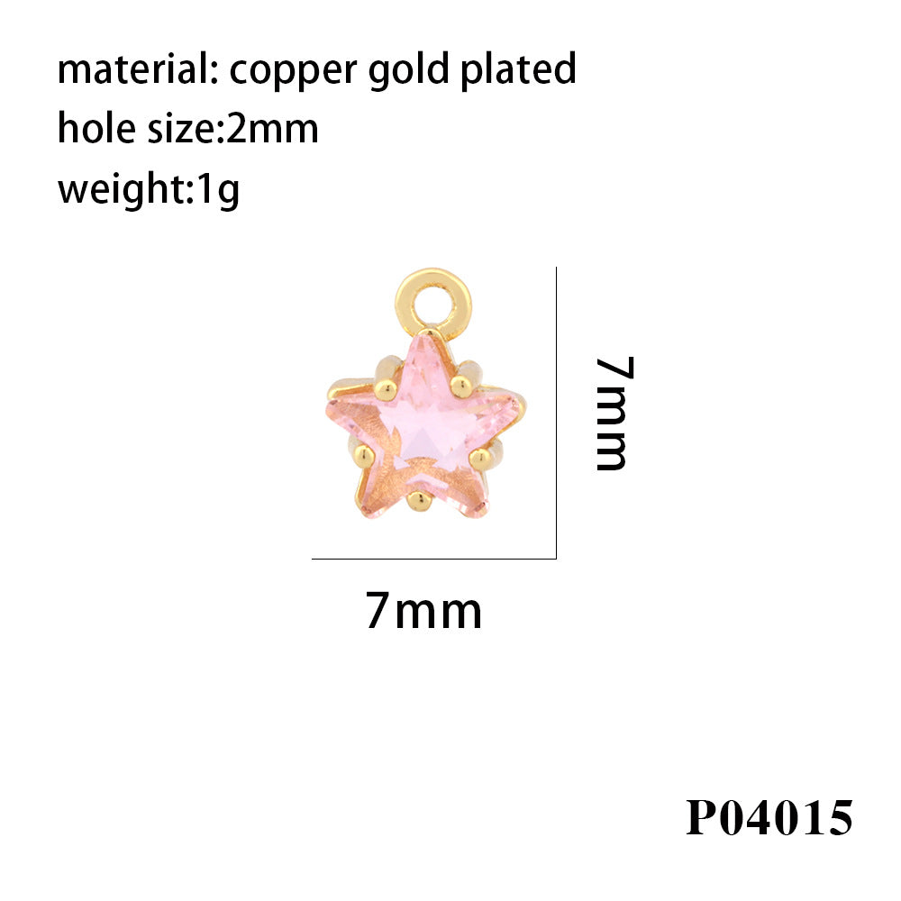 Wholesale 18K gold-plated micro-paved colorful five-pointed star zircon pendant