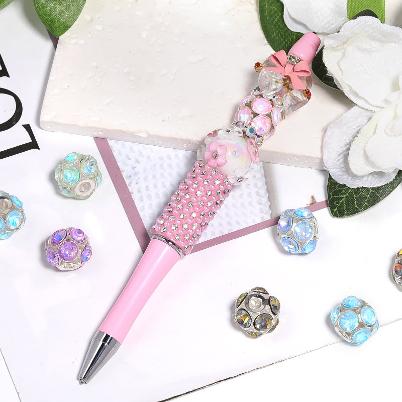 Wholesale 50PCS Alloy Hollow Zircon Rhinestone Flower Ball Beads DIY Mobile Phone Chain Jewelry Accessories ACC-BDS-BLG041