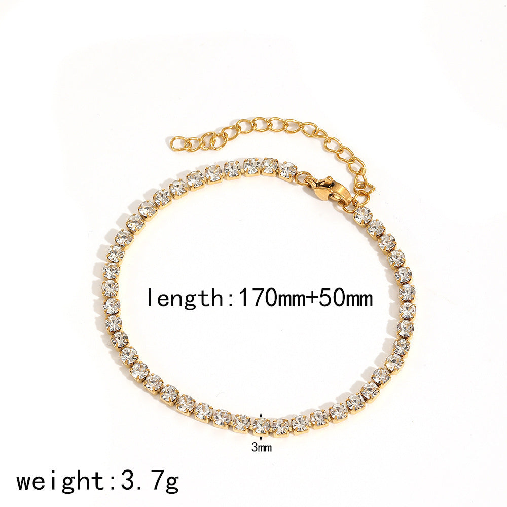 Wholesale 18k gold stainless steel diamond-encrusted heart bracelet