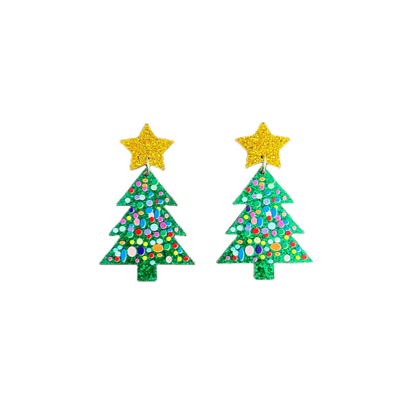 Wholesale Christmas Tree Rainbow Koala Dinosaur Cactus Gingerbread Man Acrylic Earrings ACC-ES-XP012