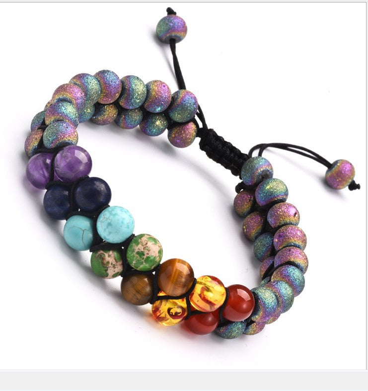 Wholesale Colorful Stone Black Volcanic Stone Yoga Energy Bracelet ACC-BT-Ceya006