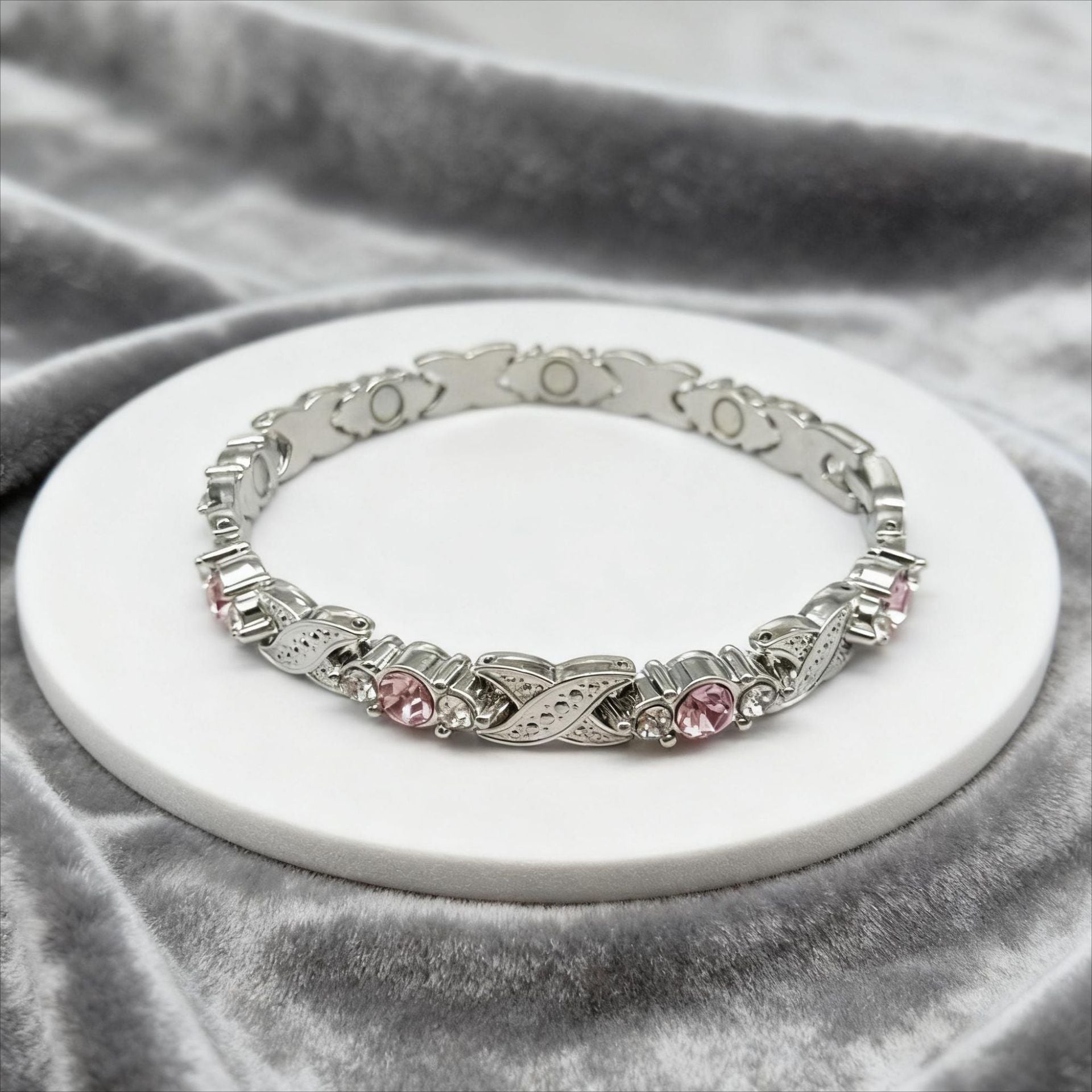 Wholesale Metal Electroplated Magnetic Bracelet Detachable Cross Design Golden Pink Diamond Women' s Jewelry Accessory