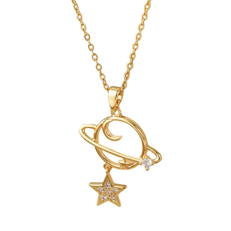 Wholesale light luxury titanium steel  Sun Moon star necklaces