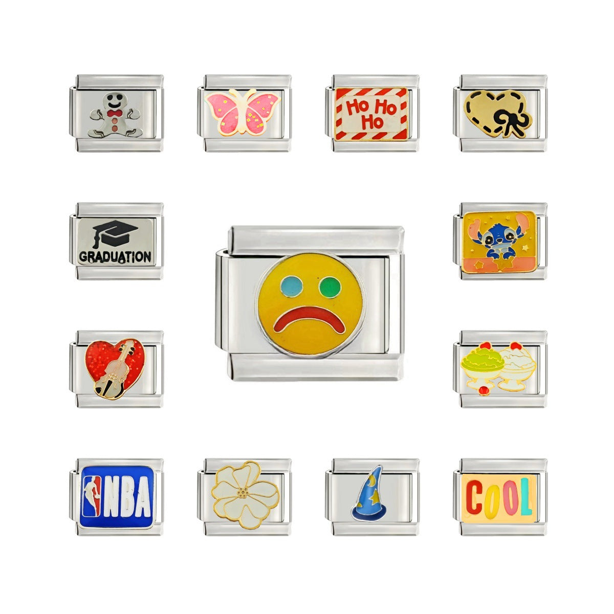 Wholesale italian Charm Starter Bracelets DIY square Single Section Creative Stainless Steel Composable Bracelet