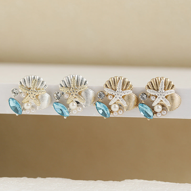 Wholesale Glass Gem Starfish Earrings