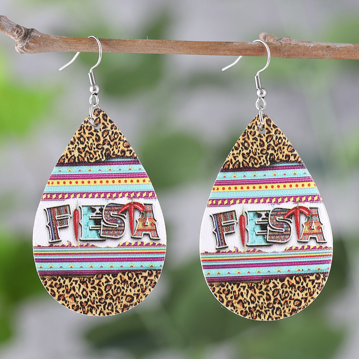 Wholesale Five-Five Straw Hat Bone Skull Leather Double-Sided Earrings