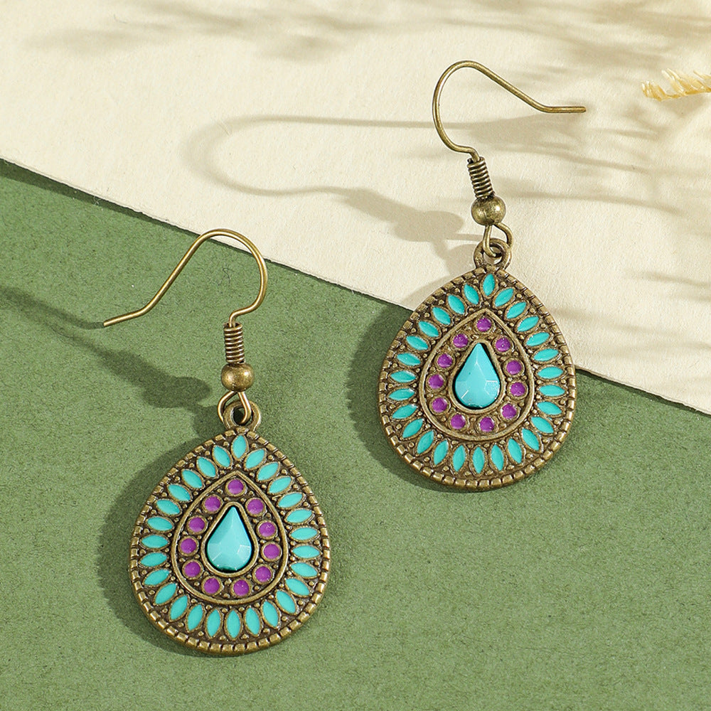 Wholesale Bohemian Tree of Life Tassel Earrings Green Fashion Jewelry Accessory Gift