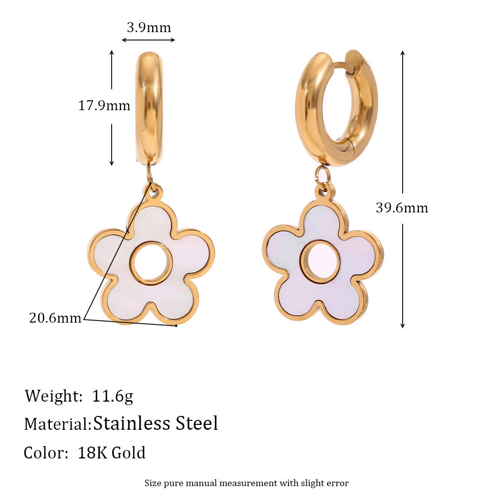 Wholesale 18K Gold Plated Stainless Steel Heart Flower Hollow Hoop Earrings,  Trendy Jewelry Accessory for Party or Everyday Wear