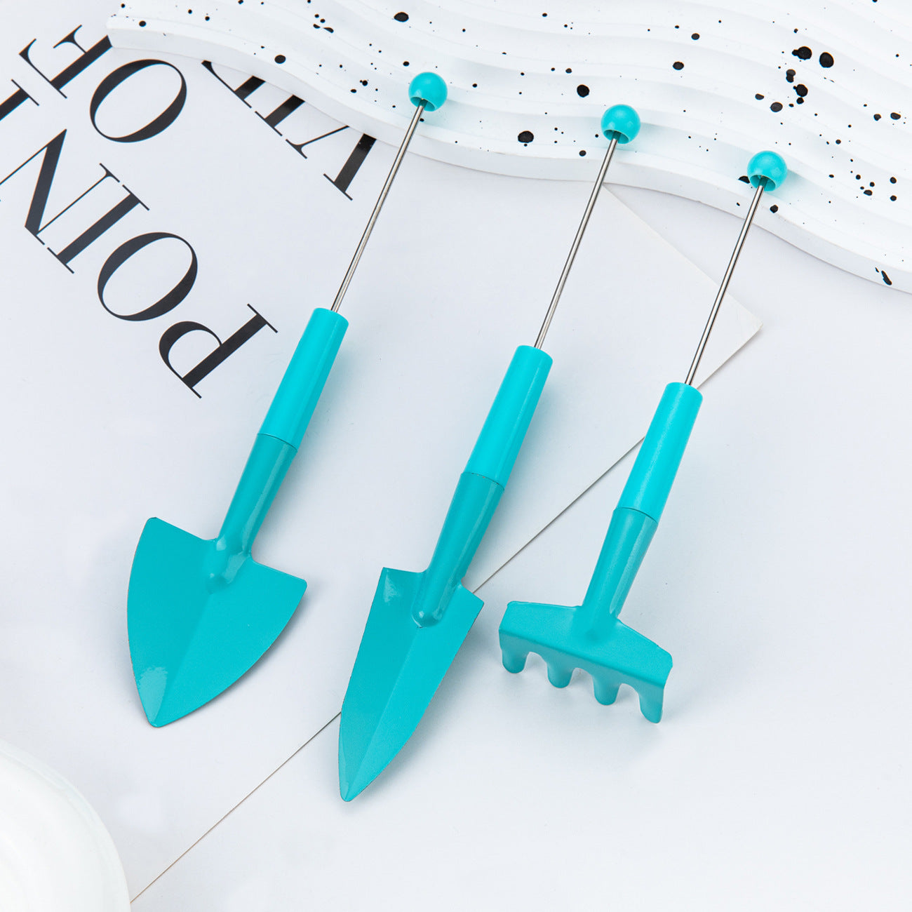 Wholesale DIY Beadable Mini Garden Tools Set Macaron Color DIY Beaded RoseFlower Succulent Plants Tools