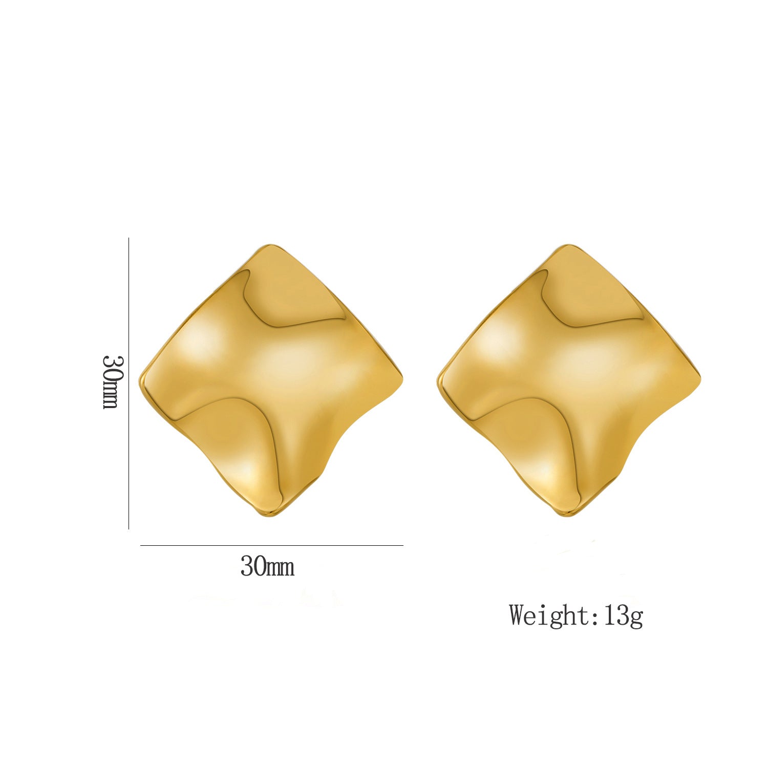 Wholesale Glossy Irregular Shaped Geometric Pleated Origami Love Round Earrings Stainless Steel Earrings ACC-ES-Hongx005