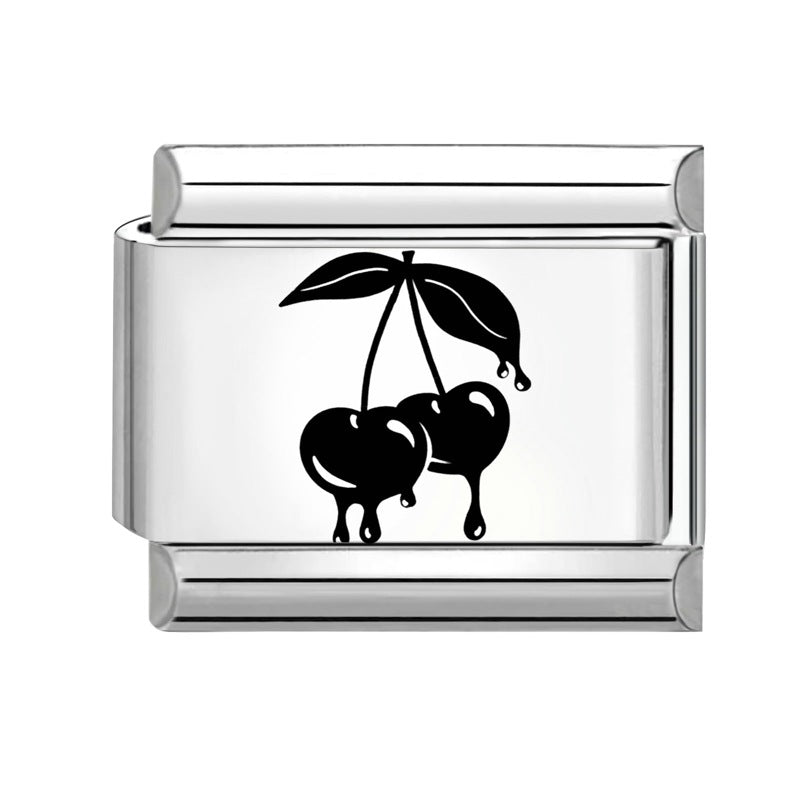 Wholesale  Italian Charm Bracelet 9mm DIY Splicing Removable Strawberry Cherry Stainless Steel Composable Bracelet