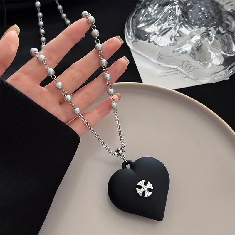 Wholesale Black Wooden Cross Pendant Necklace Edgy Subculture Layering Collarbone Chain Handmade Everyday Jewelry Accessory