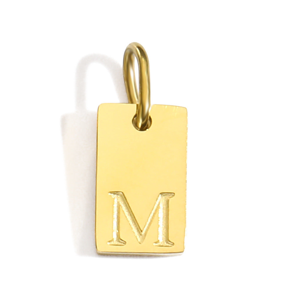 Wholesale 26 English letters stainless steel gold-plated pendant