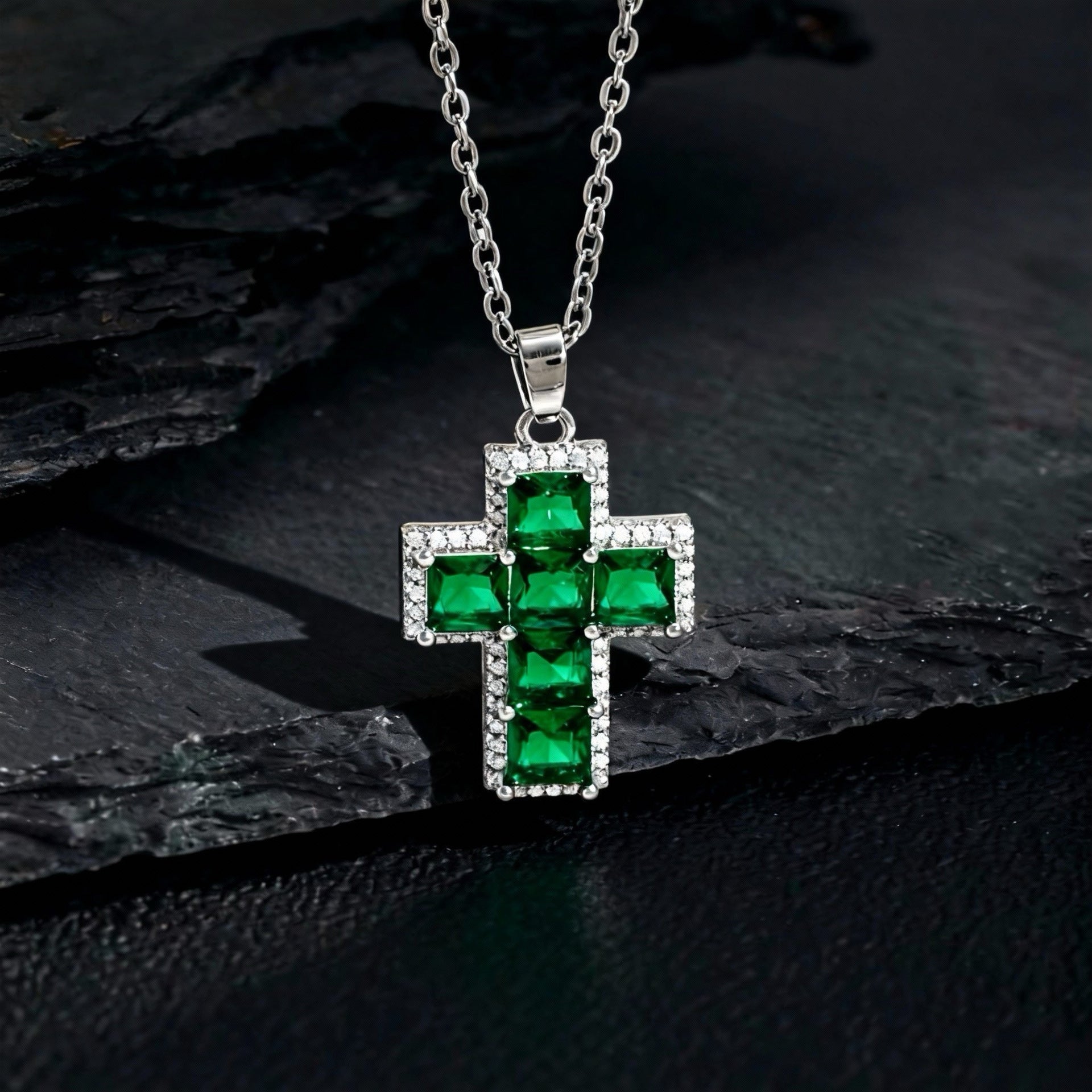Wholesale Full Zircon Cross Pendant Necklace In Hip Hop Style Electroplated Copper Trendy Fashion Accessory For Daily Wear Or Gifting