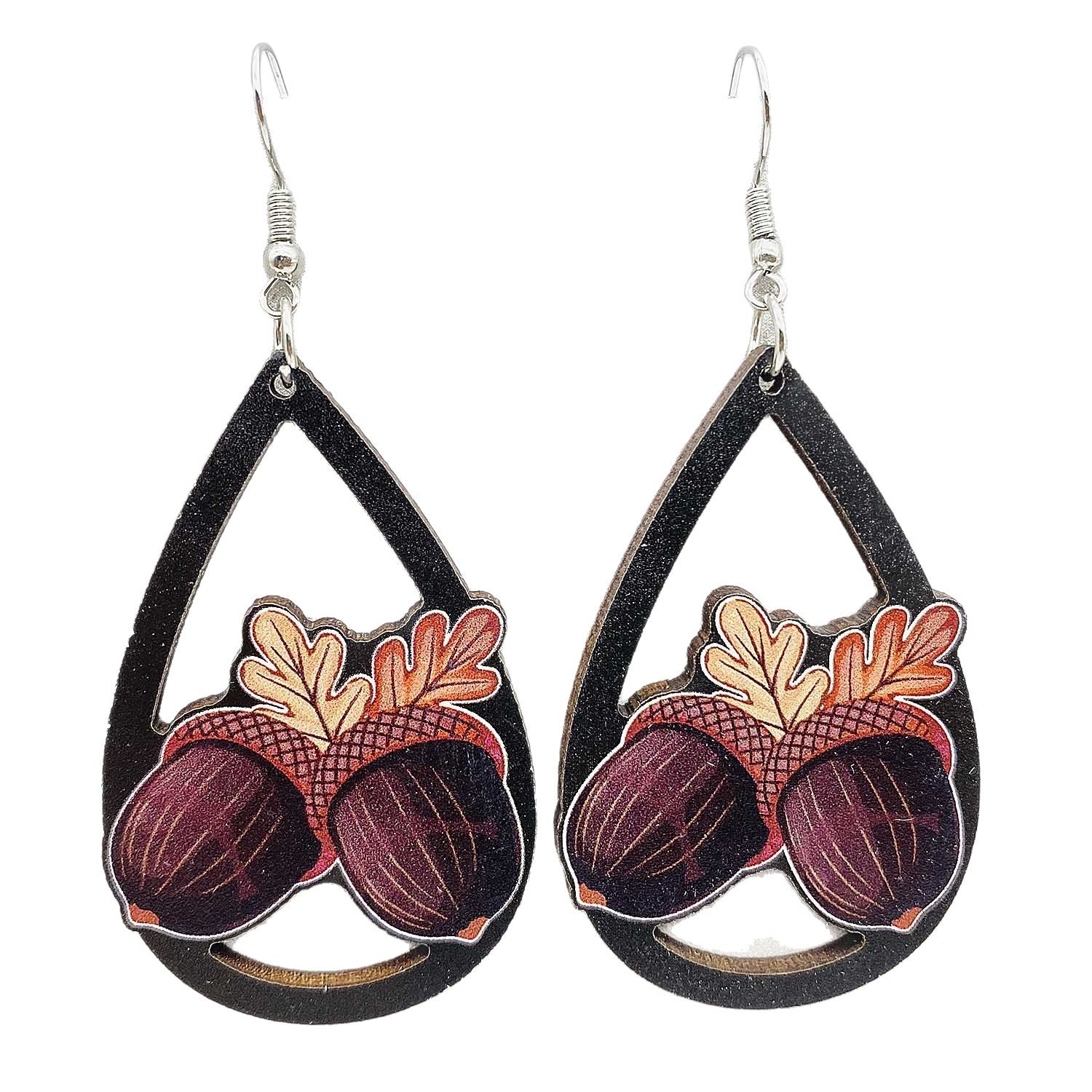 Großhandel Herbst Thanksgiving Holzohrringe