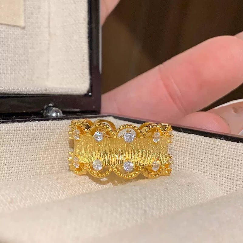 Wholesale National Style Palace Style ~ Lace Lace Zircon Ring for Women,  Accessible Luxury Ring Ring for Women,  Niche Design Index Finger Ring