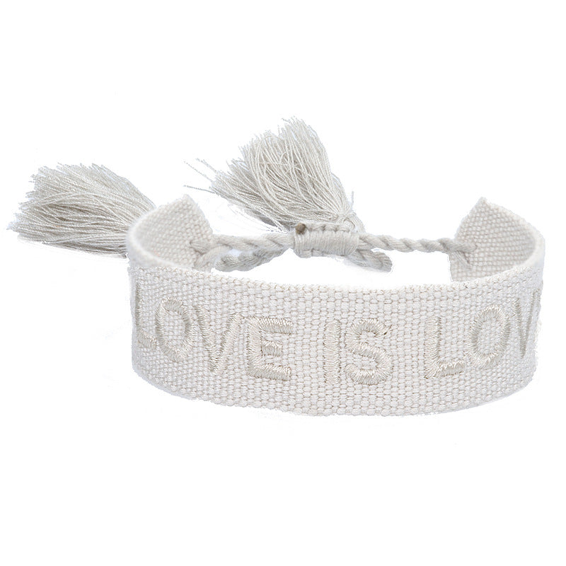 Wholesale Woven Couple Bracelet Letter Embroidered Wrist Strap Tassel ACC-BT-YiYe003