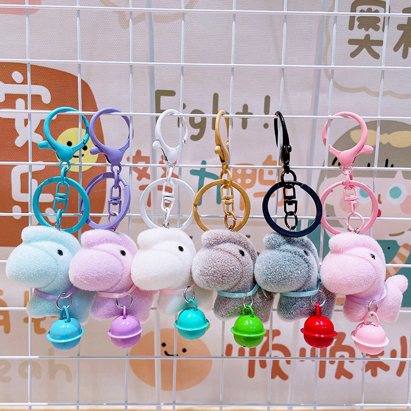 Wholesale Cute PVC flocked bell lucky cat keychain