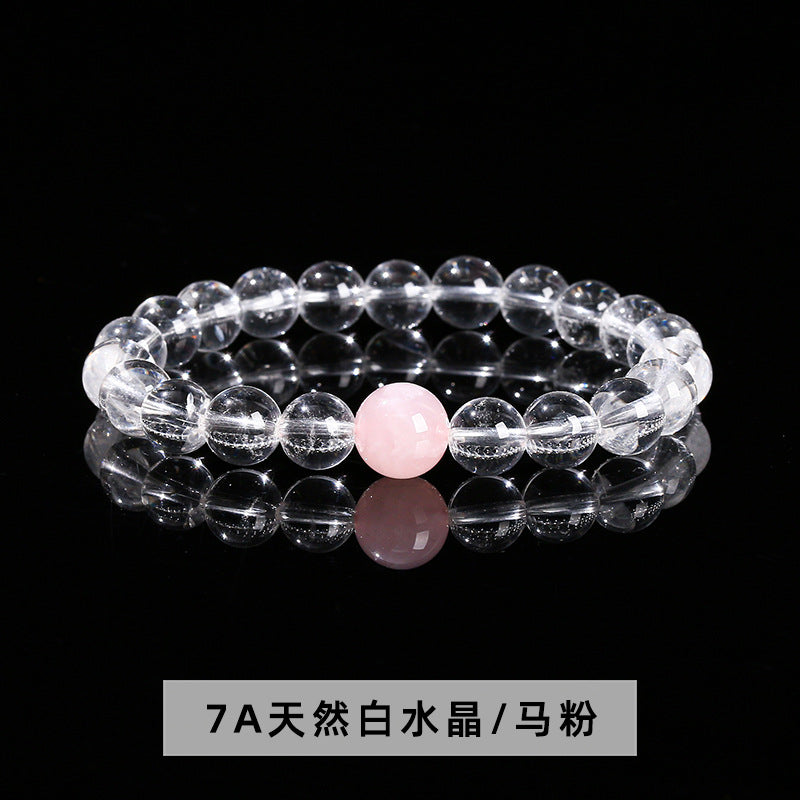 Wholesale Natural White Crystal Aquamarine Top Bead Bracelet