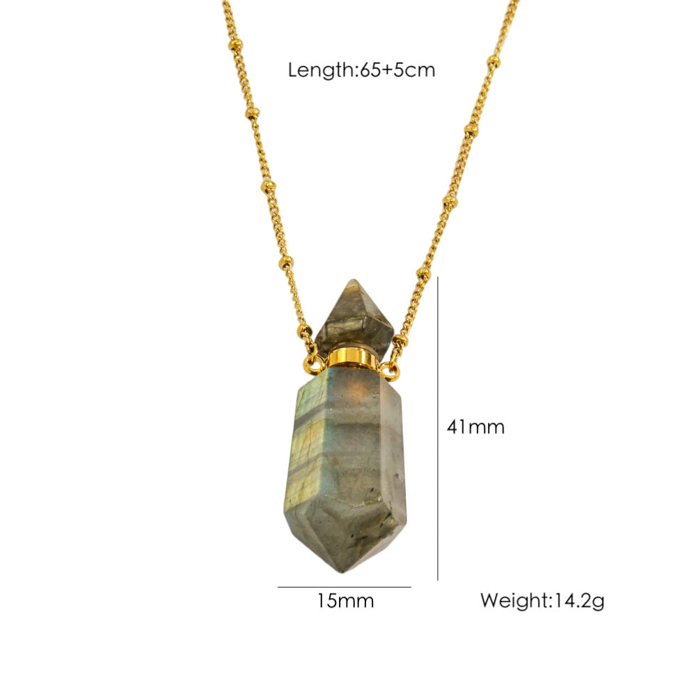 Wholesale Light Luxury Natural Stone Aroma Bottle Pendant Stainless Steel Necklace