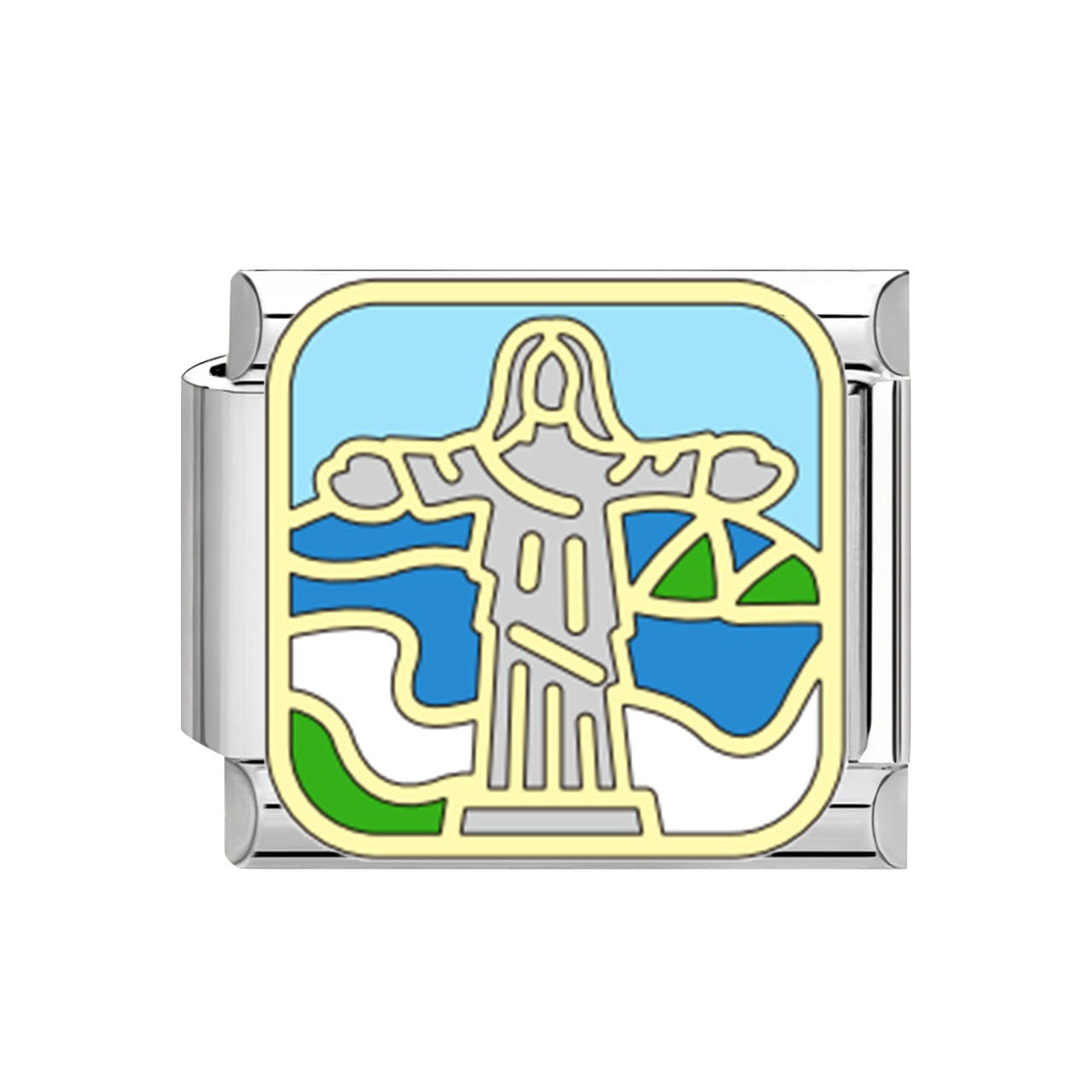Wholesale Creative DIY Italian-style modular bracelet charm featuring travel landmark designs in stainless steel