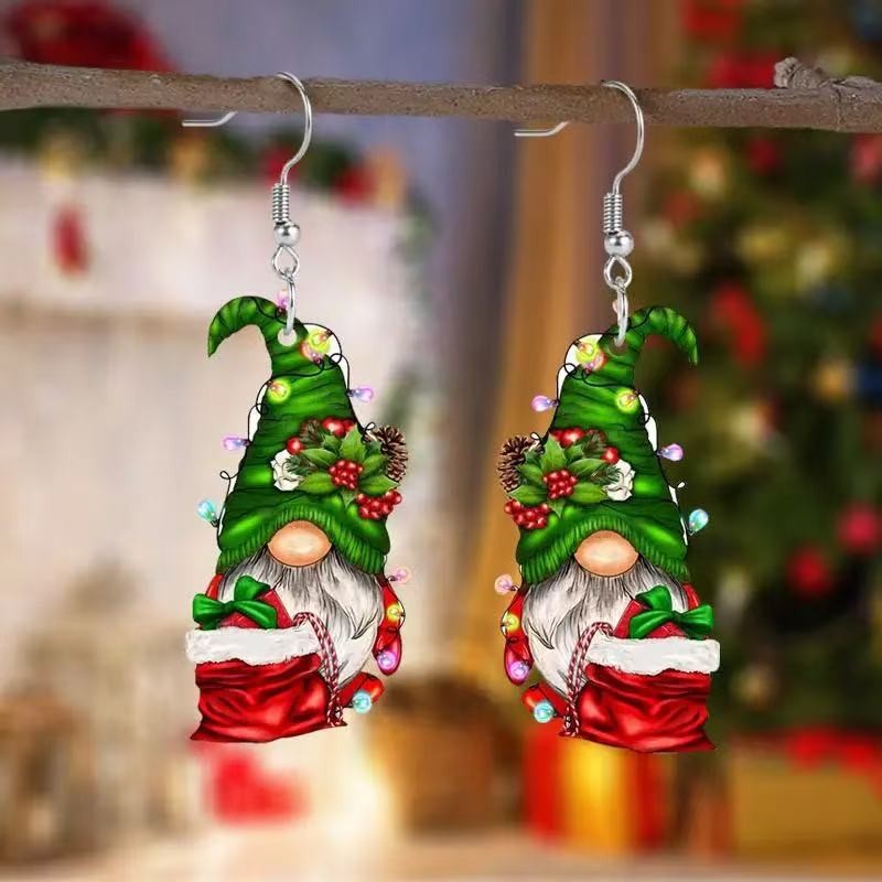 Wholesale Christmas Gnome Party Acrylic Earrings