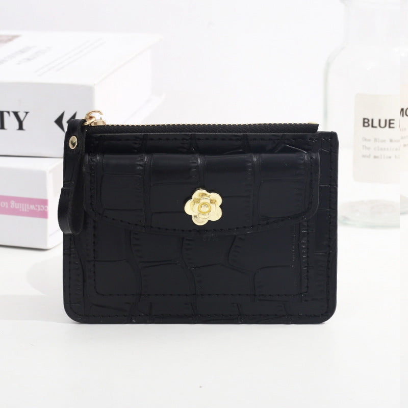 Wholesale Black PU Expandable Cardholder Wallet For Women Retro Lock Design Everyday Gift