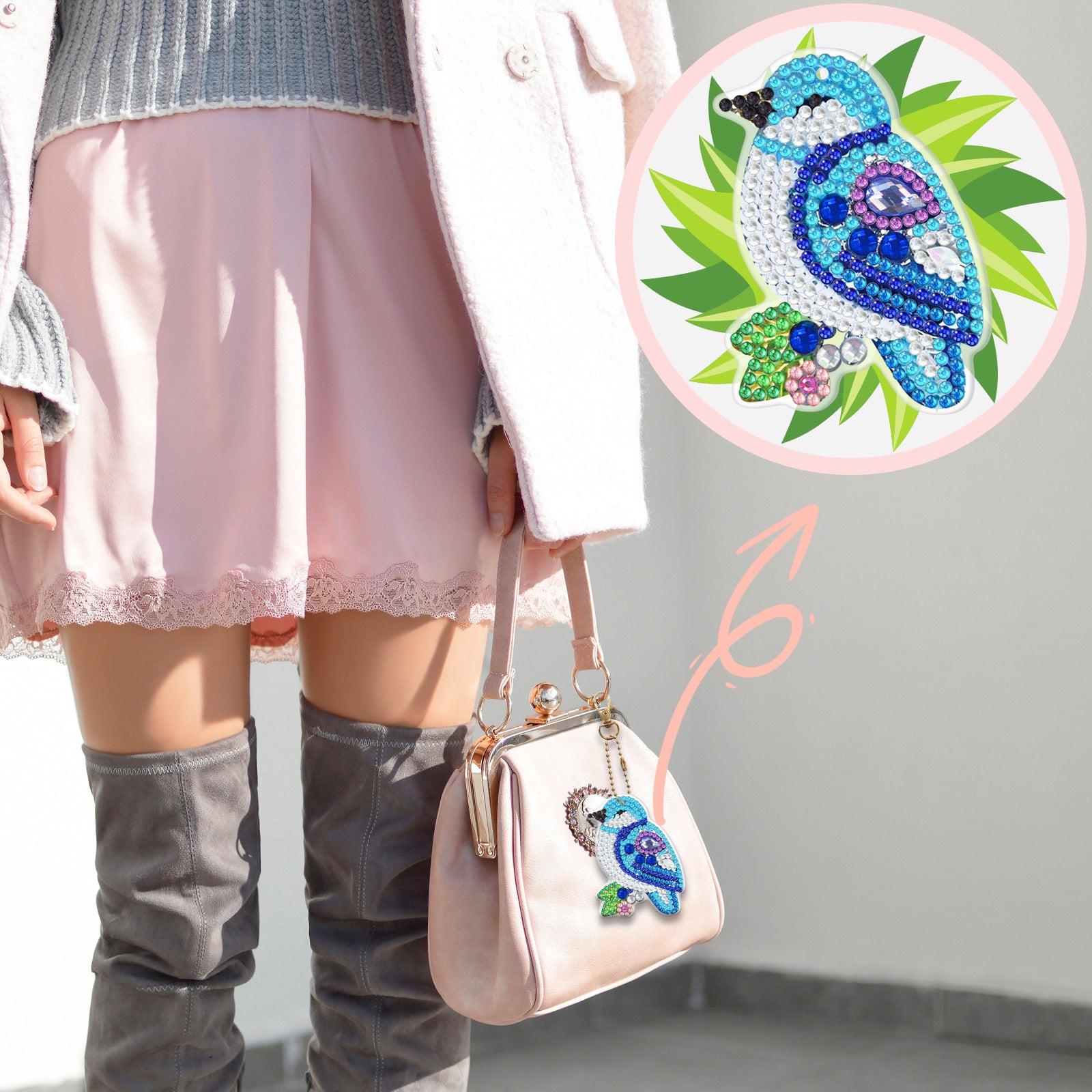 Wholesale Christmas Keychain Handmade Diamond Easter Key Chain ACC-KC-PengDao001