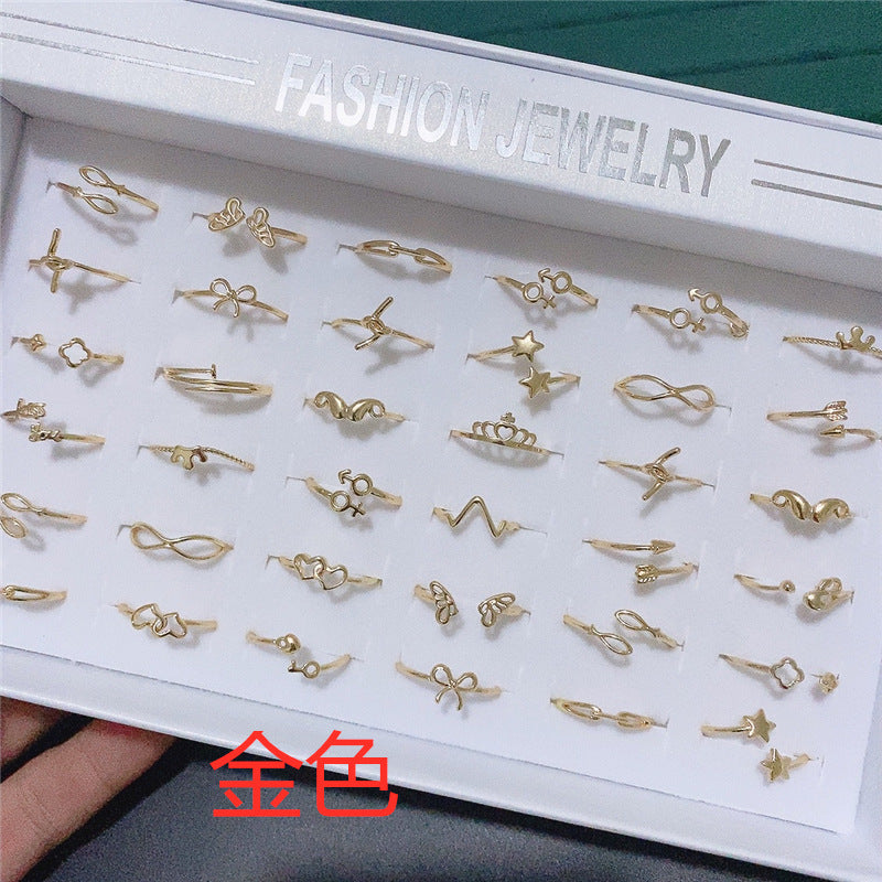 Wholesale 5pcs Silver Plated Non-fading Open Glossy Ring Animal Fox Ring Adjustable Rings ACC-RS-YunXi004