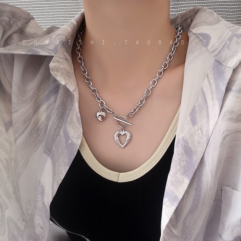 Wholesale Pearl Necklace Double Layer Stacking Love Hip Hop Clavicle Chain Choker Necklace ACC-NE-Tongs001