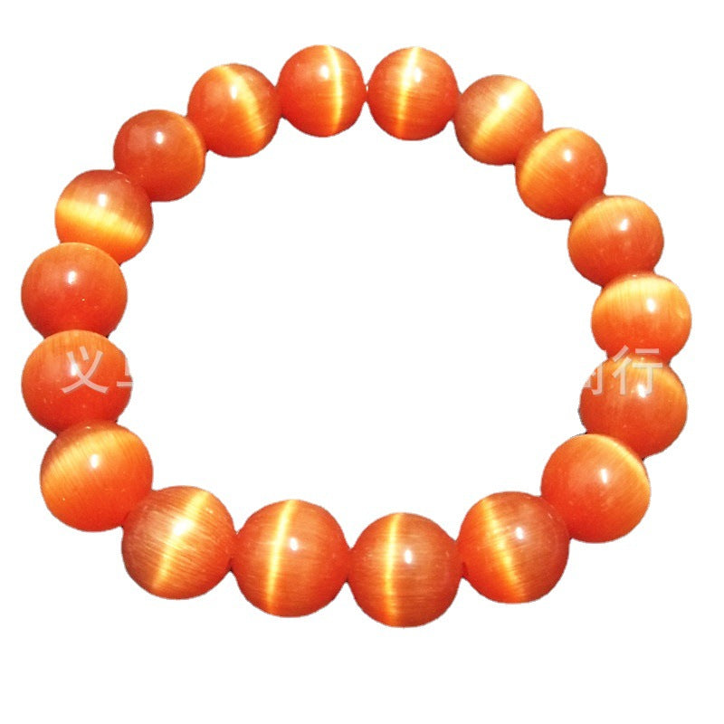 Wholesale Fashion 10mm Cat' s Eye Glass Bead Bracelet Red Candy Color Jewelry Accessory for Resale