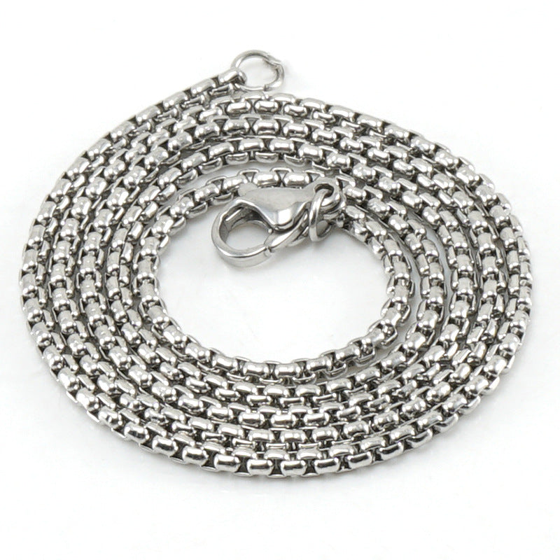 Wholesale  Blade Chain Necklace Stainless Steel Square Pearl Chain