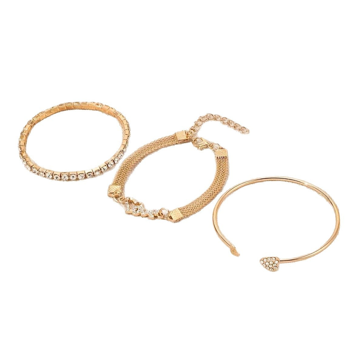 Wholesale Gold Tone LOVE Rhinestone Bracelet Set 3 Piece Women S Jewelry Chic Everyday Accessory Or Gift