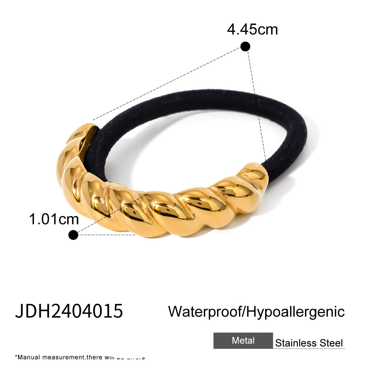 Wholesale stainless steel smooth hair rope black rubber band hair ring high