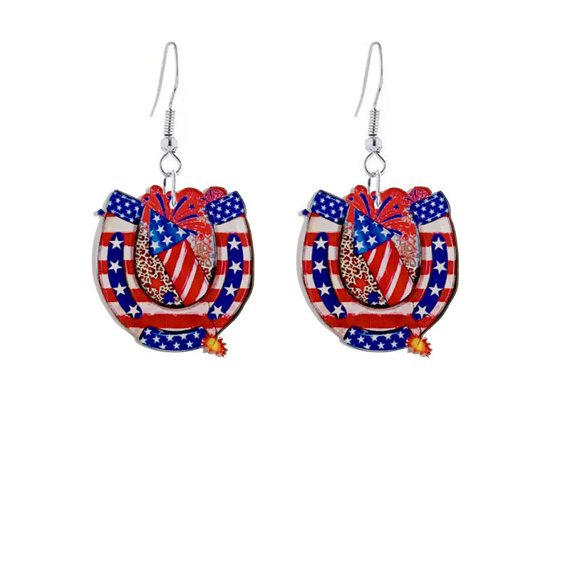 Wholesale American Independence Day Bow Popsicle Acrylic Earrings ACC-ES-YiYuan006
