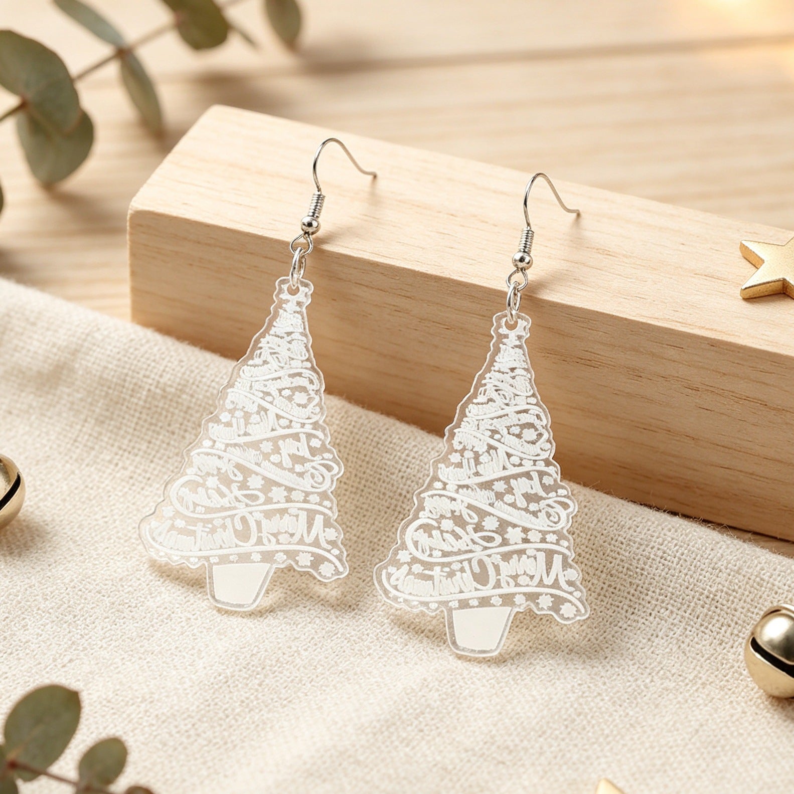 Wholesale Acrylic Christmas Tree Print Earrings Festive Jewelry Accessory For Party Wear And Boutique Resale