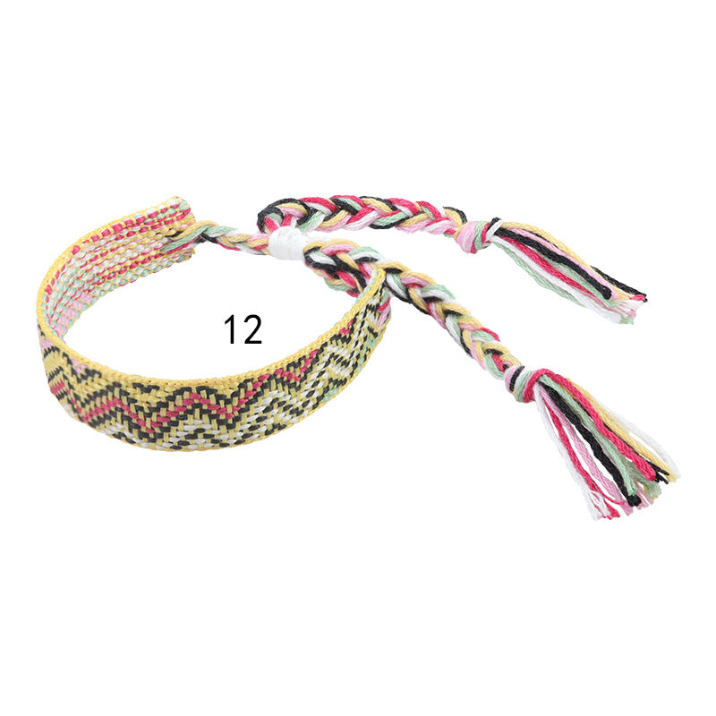 Wholesale ethnic style woven bracelet wide wrist strap colorful tassel bracelet